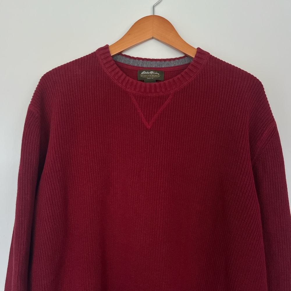 Eddie Bauer Men's Burgundy Cotton Sweater